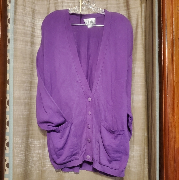 For You Sweaters - Purple Cardigan Size 2X